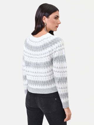 Maglia bianco panna con lavorazione jacquard nordica