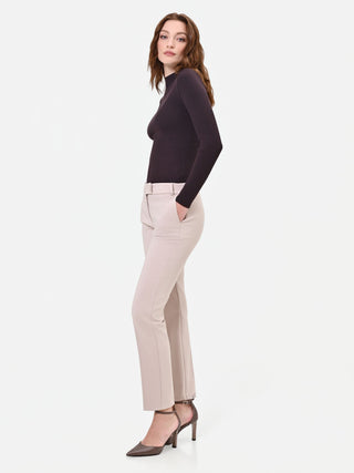 Zigarettenhose in Taupe-Beige mit Bügelfalte
