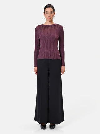Burgundy Viscose Top with Sheer Details