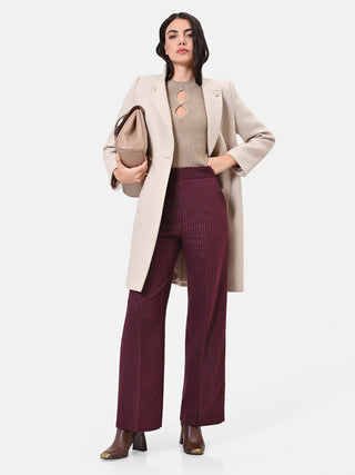 Pantalone in misto viscosa bordeaux gessato