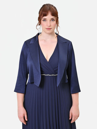 Curvy Navy Blue Satin Bolero Jacket