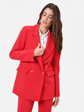 Red Double-Breasted Jacket with Gold Buttons