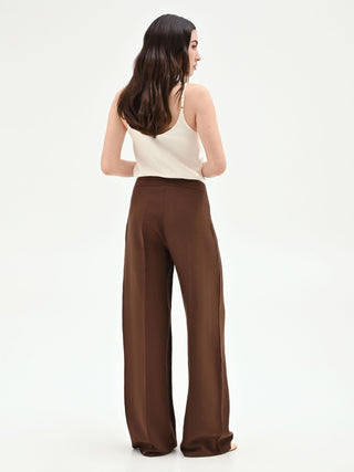 Chocolate Pleated Palazzo Trousers
