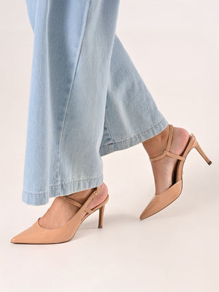 Camel Patent Leather Pumps