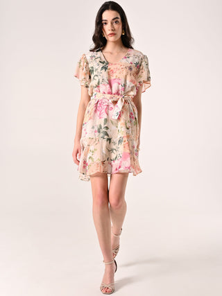 Robe imprimé fleuri à volant