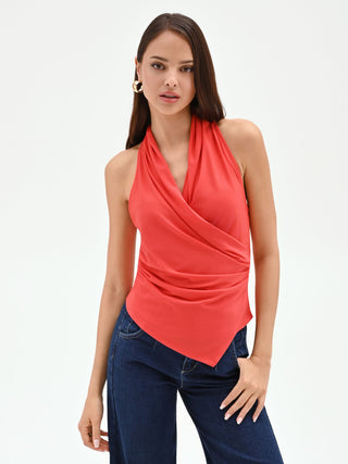 Strawberry Red Crossover Top