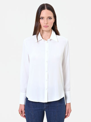 Satinbluse in Cremeweiß