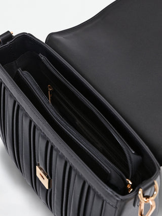 Black Plissé Crossbody Bag