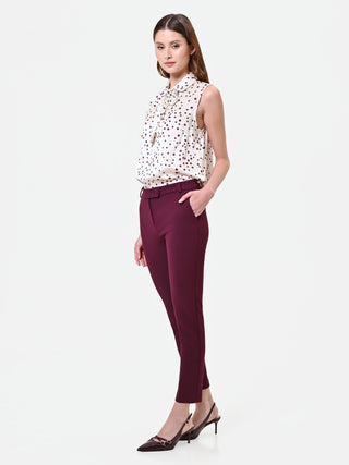 Clean-Lined Burgundy Cigarette Trousers