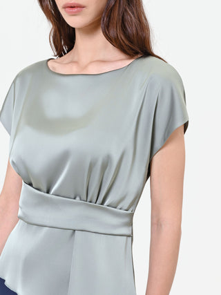 Sage Green Peplum-Effect Blouse