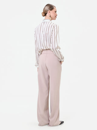 High-Waist-Hose in Taupe-Beige mit Zierkette