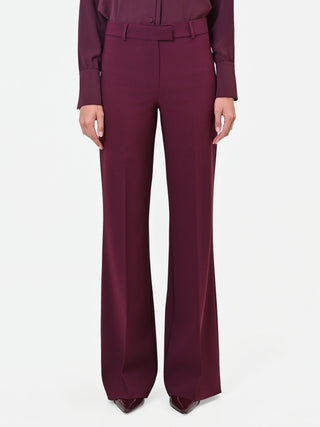 Pantalone Studio flare bordeaux in tessuto tecnico