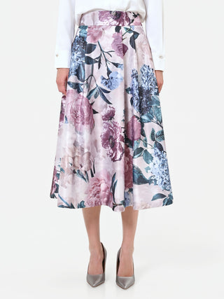 Satinrock in Altrosa mit floralem Print