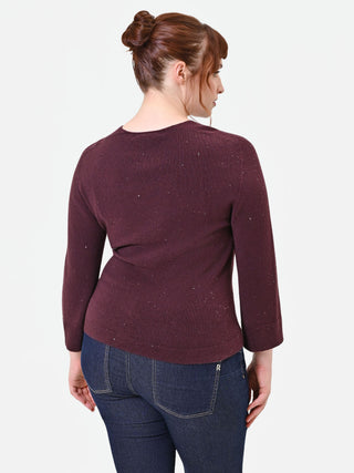 Jersey Curvy rojo burdeos con detalles brillantes