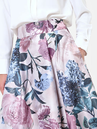 Satinrock in Altrosa mit floralem Print