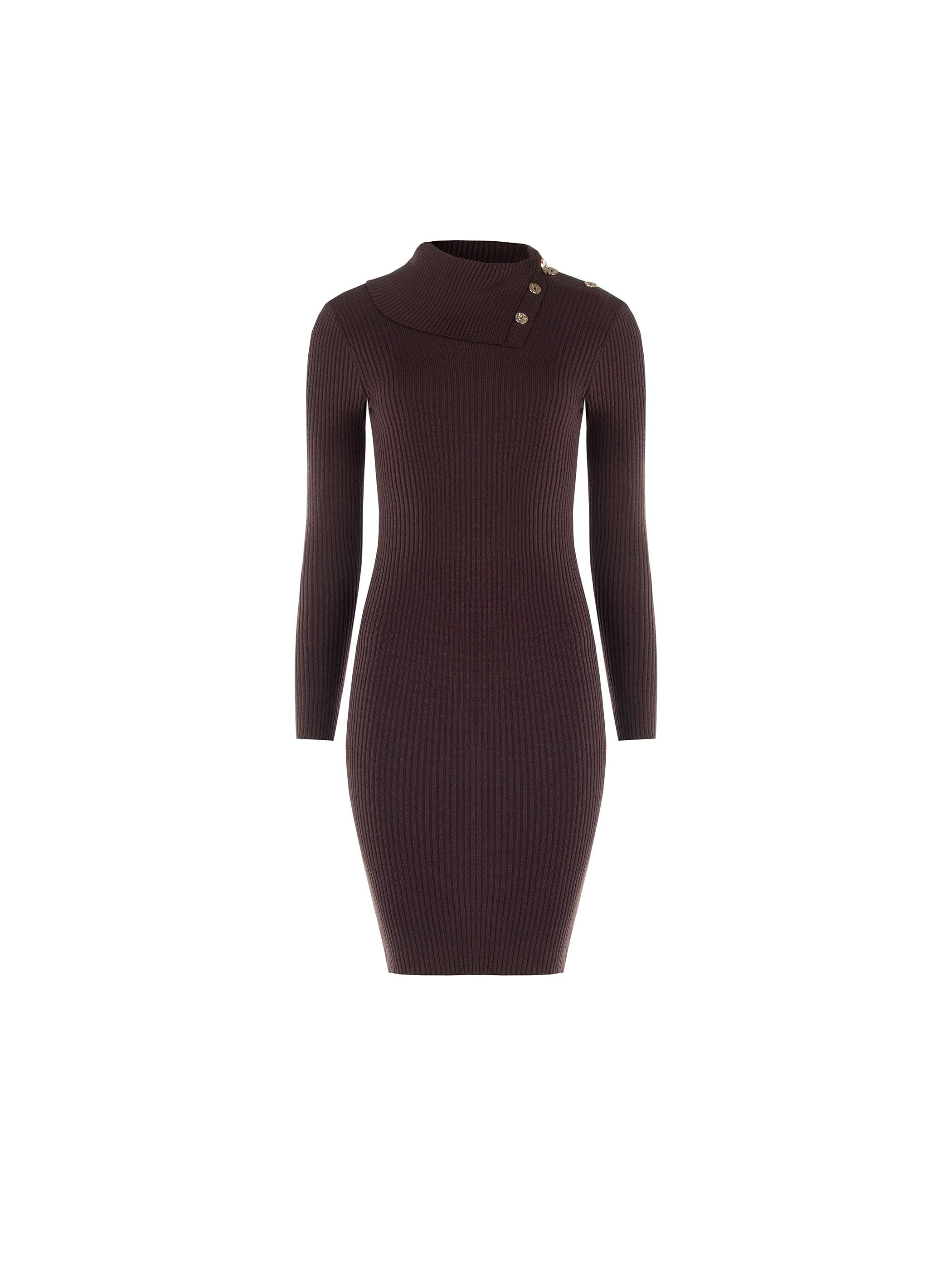 Dark Brown Knit Sheath Dress – Rinascimento