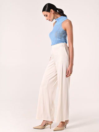 White Trousers in Viscose Satin