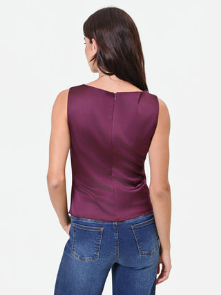 Asymmetrical Burgundy Satin Top