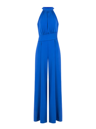 Tuta blu cina con scollo all'americana