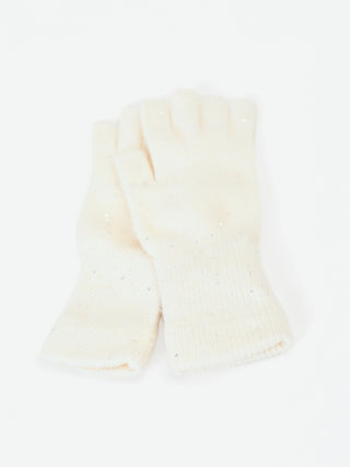 Gants écru en maille à sequins