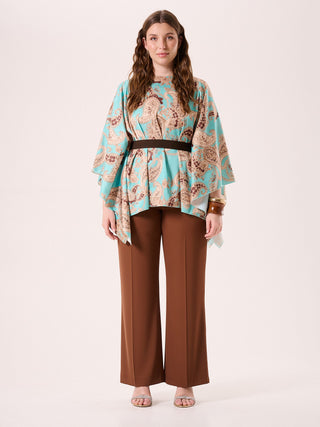 Curvy Aqua Green Paisley Blouse