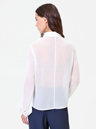 Cream Blouse with Vertical Ruffles