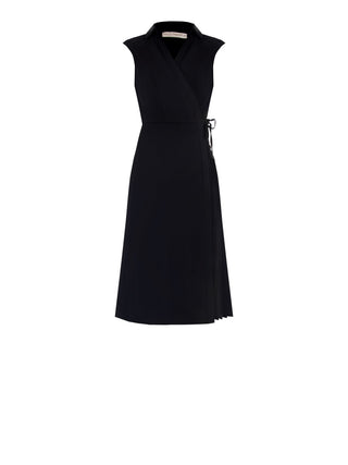 Robe portefeuille noire à plissé