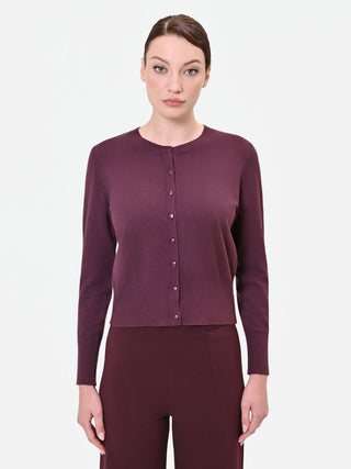Cardigan girocollo bordeaux rosso