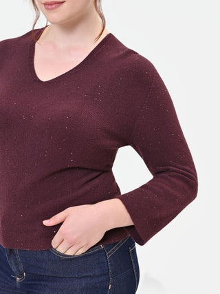 Jersey Curvy rojo burdeos con detalles brillantes