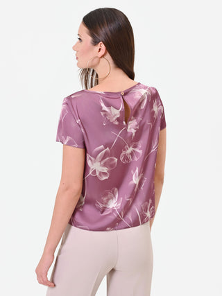 Altrosafarbene Bluse mit Blumenprint
