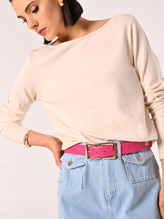 Fuchsia Belt with Rectangular Buckle