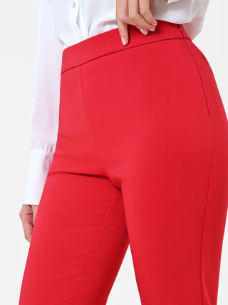 Pantalone Flared Rosso in Tessuto Tecnico
