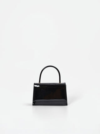 Bolso de mano negro efecto charol brillante