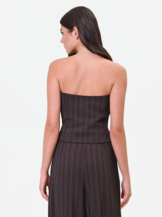 Top bustier gessato testa di moro