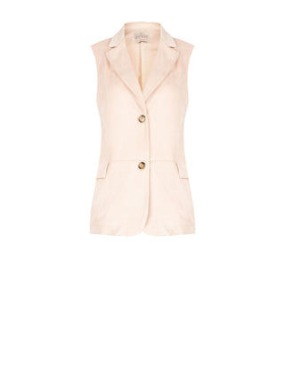 Gilet simple boutonnage rose poudré effet suédine