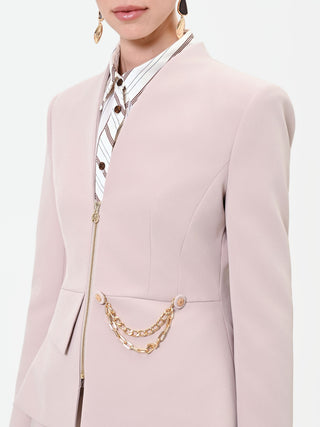 Jacke in Taupe-Beige mit Kettendetail