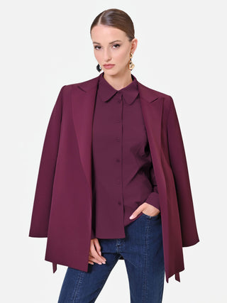Blouse chemise rouge bordeaux à coutures structurées
