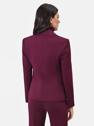 Burgundy Double-Breasted Jacket with Gold Buttons