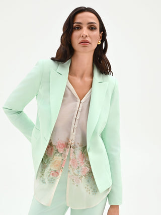 Mint Green Blazer with Peak Lapels