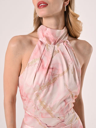 Robe à l’américaine marbrée rose