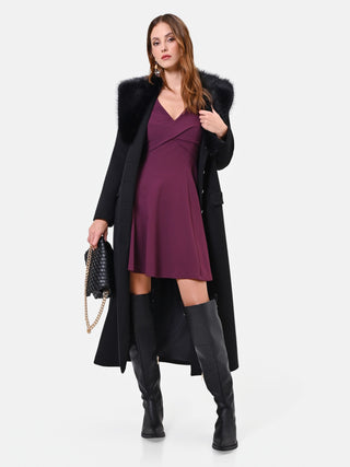 Bordeauxrotes Kleid mit Wickel-Oberteil