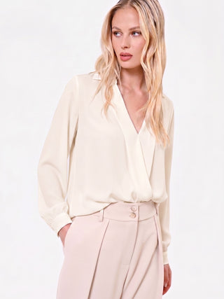 White blouse with satin crossover