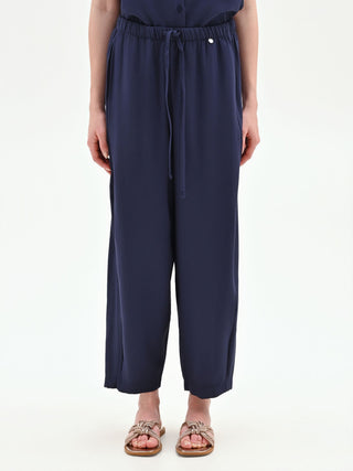 Pantalone blu navy fluido con coulisse