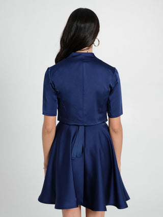 Blue Shrug in Structured Satin
