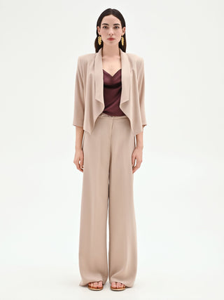 Giacca tortora beige dal design aperto in viscosa