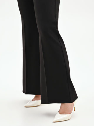 Pantalone Curvy nero a palazzo in scuba crèpe