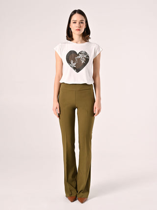 T-Shirt Bianca Cuore Strass