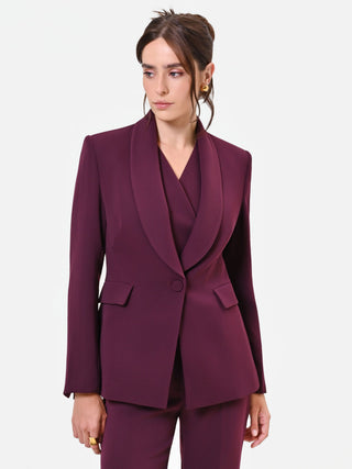 Einreihiger Studio-Blazer aus bordeauxrotem Crêpe