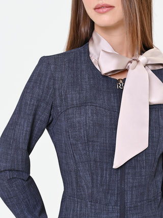Fitted Navy Blue Zip-Front Jacket