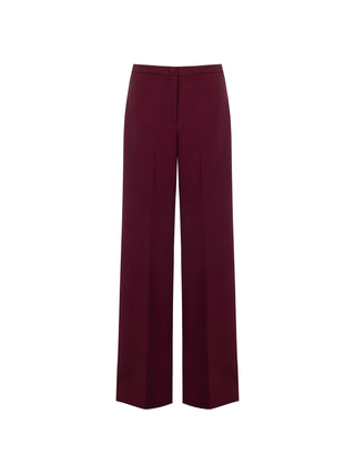 Pantalone palazzo bordeaux con bottone piatto in cadi
